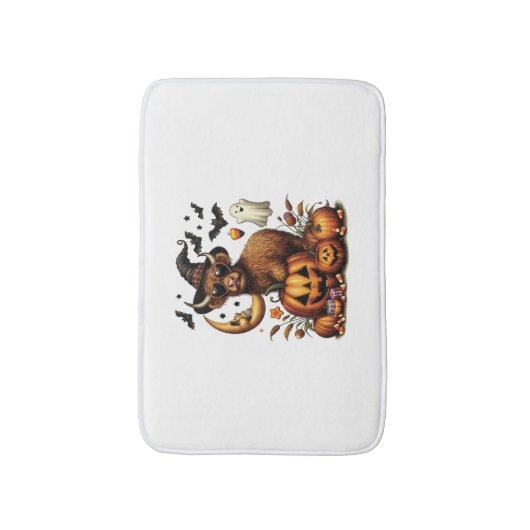 Highland Koe op pompoen Halloween Badmat (Voorkant Verticaal)