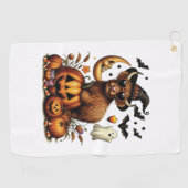 Highland Koe op pompoen Halloween Golfhanddoek (Horizontaal)