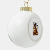 Highland Koe op pompoen Halloween Keramische Bal Ornament (Links)