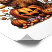 Highland Koe op pompoen Halloween Poster (Hoek)