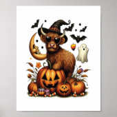 Highland Koe op pompoen Halloween Poster (Voorkant)