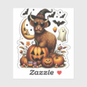 Highland Koe op pompoen Halloween Sticker (Vel)