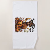 Highland Koe op pompoen Halloween Strandlaken (Voorkant)