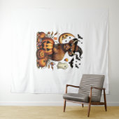 Highland Koe op pompoen Halloween Wandkleed (In Situ (horizontaal))
