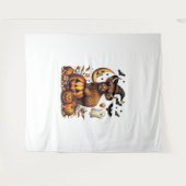 Highland Koe op pompoen Halloween Wandkleed (Voorkant (horizontaal))