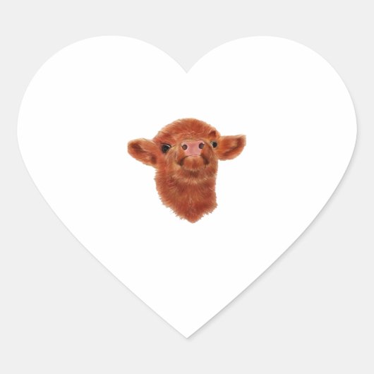 Highland Koe Oversized T-shirt Hart Sticker (Voorkant)