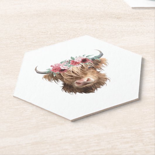 Highland Koe Painting Classic T-shirt Kartonnen Onderzetters (Schuin)