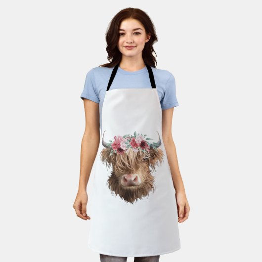 Highland Koe Painting Classic T-shirt Schort (Gedragen)