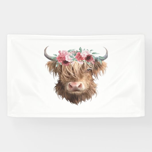 Highland Koe Painting Classic T-shirt Spandoek (Horizontaal)