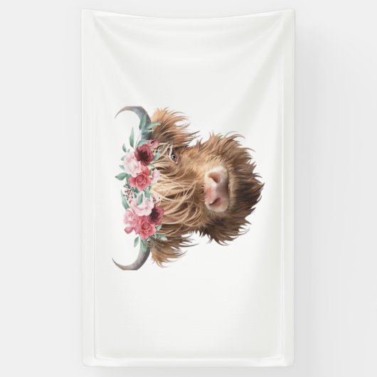 Highland Koe Painting Classic T-shirt Spandoek (Verticaal)