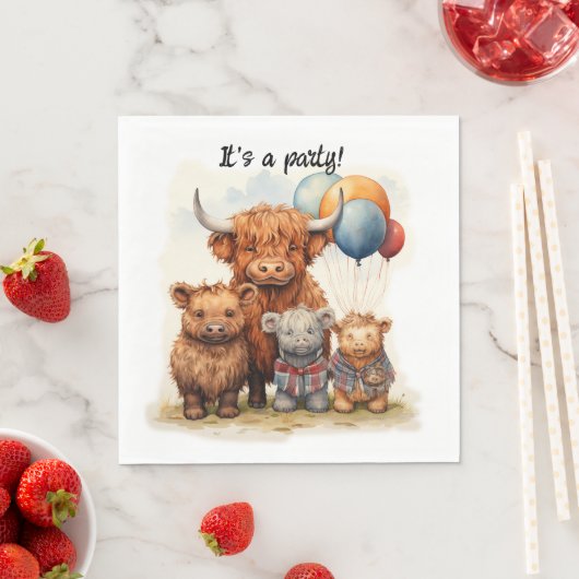 Highland Koe party servetten, Schotse Koe partij Servet (Insitu)
