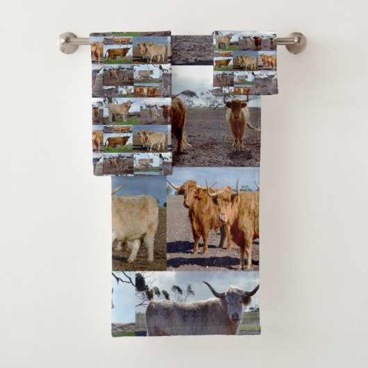 Highland Koe Photo Collage Bad Handdoek (Insitu)