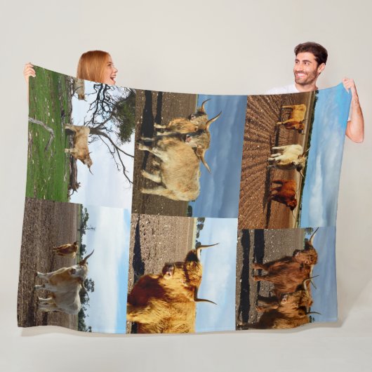 Highland Koe Photo Collage Fleece Deken (In situ)