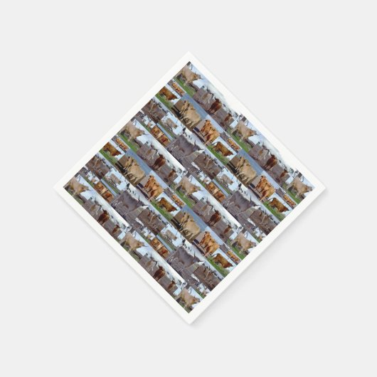 Highland Koe Photo Collage, Paper Napkins Servet (Hoek)