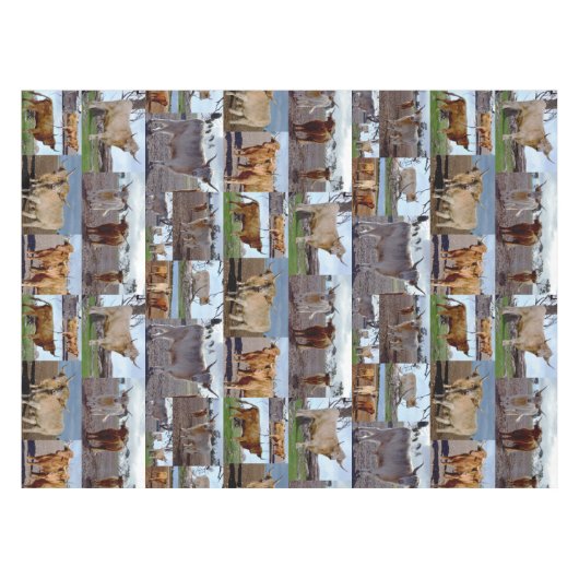 Highland Koe Photo Collage Tafelkleed (Voorkant (Horizontaal))