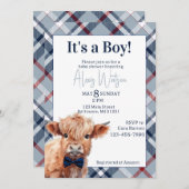 Highland koe plaid baby shower uitnodiging (Voorkant / Achterkant)
