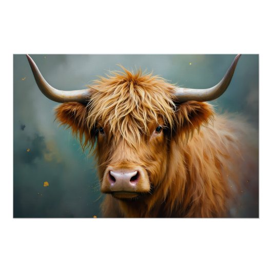 Highland Koe Portret Perfect Poster (Voorkant)