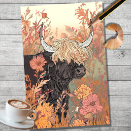 Highland Koe potlood Art 2 Decoupage papier