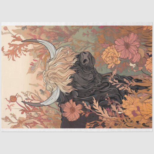 Highland Koe potlood Art 2 Decoupage papier (Voorkant)