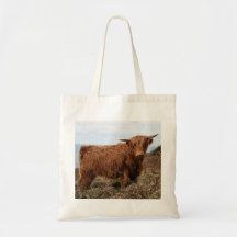 Highland Koe Print Canvas tas