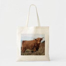Highland Koe Print Canvas tas