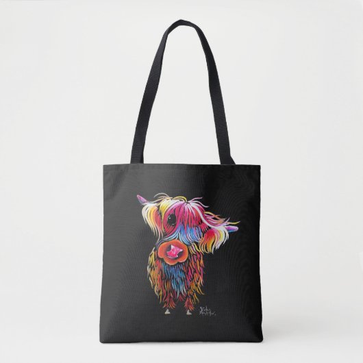 HiGHLaND Koe PRiNT SCoTTiSH ' BLooM ' BY SHiRLeY M Tote Bag (Voorkant)