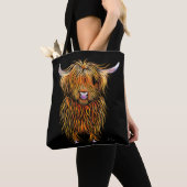 HiGHLaND Koe PRiNT SCoTTiSH ' HuMPHReY ' Canvas ta Tote Bag (Dichtbij)