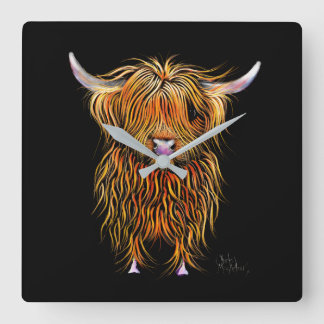 HiGHLaND Koe PRiNT SCoTTiSH ' HuMPHReY ' CLoCK Vierkante Klok