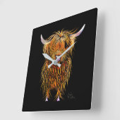HiGHLaND Koe PRiNT SCoTTiSH ' HuMPHReY ' CLoCK Vierkante Klok (Hoek)