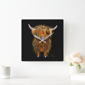 HiGHLaND Koe PRiNT SCoTTiSH ' HuMPHReY ' CLoCK Vierkante Klok (Huis)