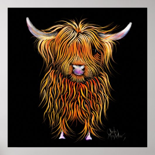 HiGHLaND Koe PRiNT SCoTTiSH ' HuMPHReY ' DOOR SHiR (Voorkant)