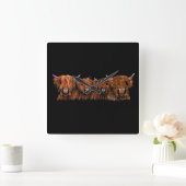 HiGHLaND Koe PRiNT SCoTTiSH ' THe GiNGeR NuTS ' Vierkante Klok (Huis)