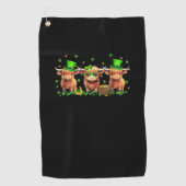 Highland Koe Print St Patricks Day Shamrock Iers Golfhanddoek (Voorkant)