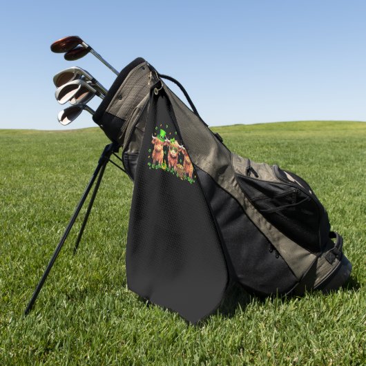 Highland Koe Print St Patricks Day Shamrock Iers Golfhanddoek (Groen)