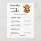 Highland Koe Raad wie mam vader Baby shower Kaart (Voorkant)