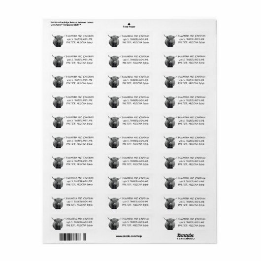 Highland Koe Return address Label (Full Sheet)