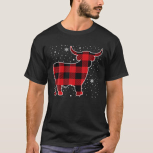 Highland Koe Rode Buffel Plaid Kerst Pyjama T-shirt
