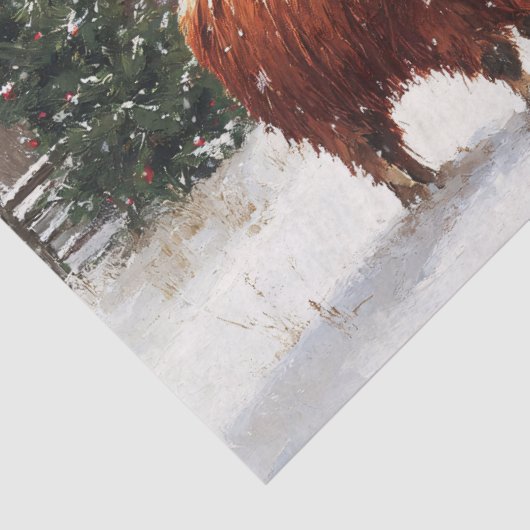Highland Koe Rode Schuur Kerstdecoupage Tissuepapier (Detail)