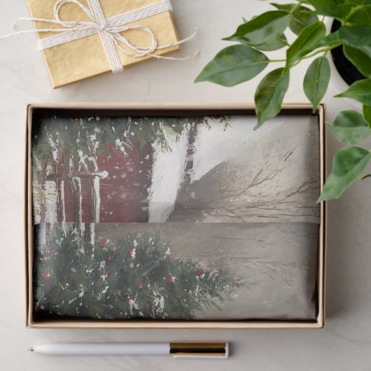 Highland Koe Rode Schuur Kerstdecoupage Tissuepapier (Geschenk)