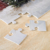 Highland Koe Rode Schuur Kerstkrans Legpuzzel (Zijkant)