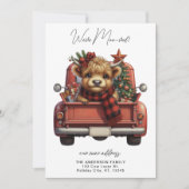 Highland Koe  Rode Truck Kerstmis Verhuizen Aankondiging (Voorkant)