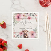 Highland Koe Roze Bloemen Schattig Baby Meisje Dou Servet (Insitu)