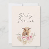 Highland Koe Roze Boho Bloemen Baby shower Kaart (Achterkant)