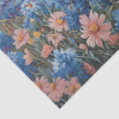Highland Koe Roze en Blauwe Wildflowers Decoupage Tissuepapier (Detail)