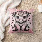 Highland Koe Roze Harten Kussen (Deken)