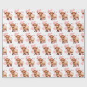 Highland Koe roze inpakpapier (Vlak)