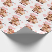 Highland Koe roze inpakpapier (Hoek)