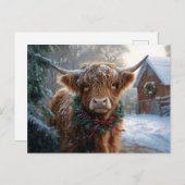Highland Koe Rustic Barnyard Christmas Briefkaart (Voorkant / Achterkant)