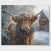 Highland Koe Rustic Barnyard Christmas Decoupage Cadeaupapier (Vlak)