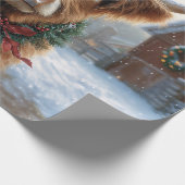 Highland Koe Rustic Barnyard Christmas Decoupage Cadeaupapier (Hoek)